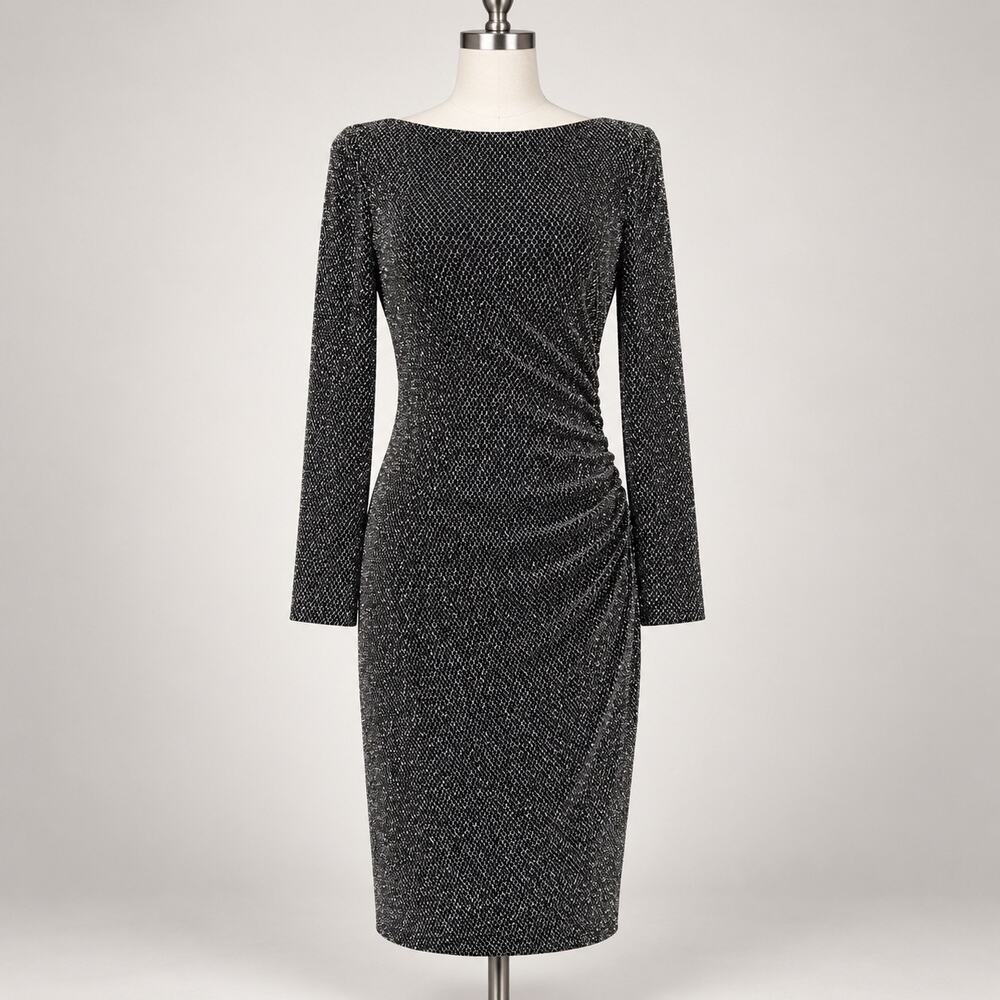 LAUREN RALPH LAUREN METALLIC RUCHED SHEATH DRESS SIZE 10 NWT